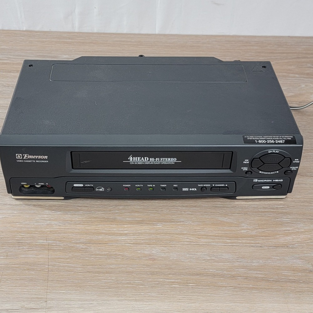 Emerson EWV601 4-Head Hi-Fi Stereo VCR VHS Player Recorder Black 19 Micron Head